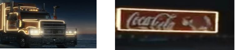 brand name on the truck door and the side