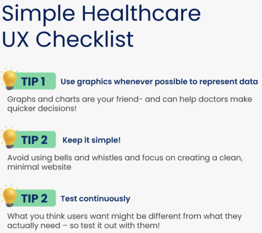healthcare UX checklist