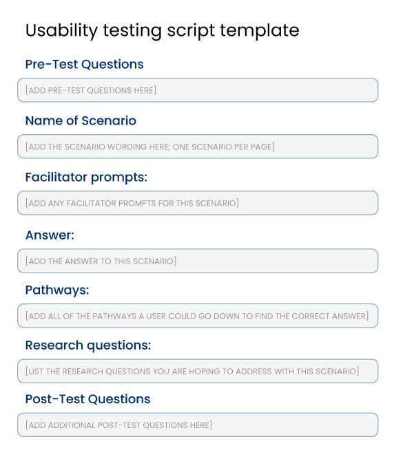 Usability testing script template