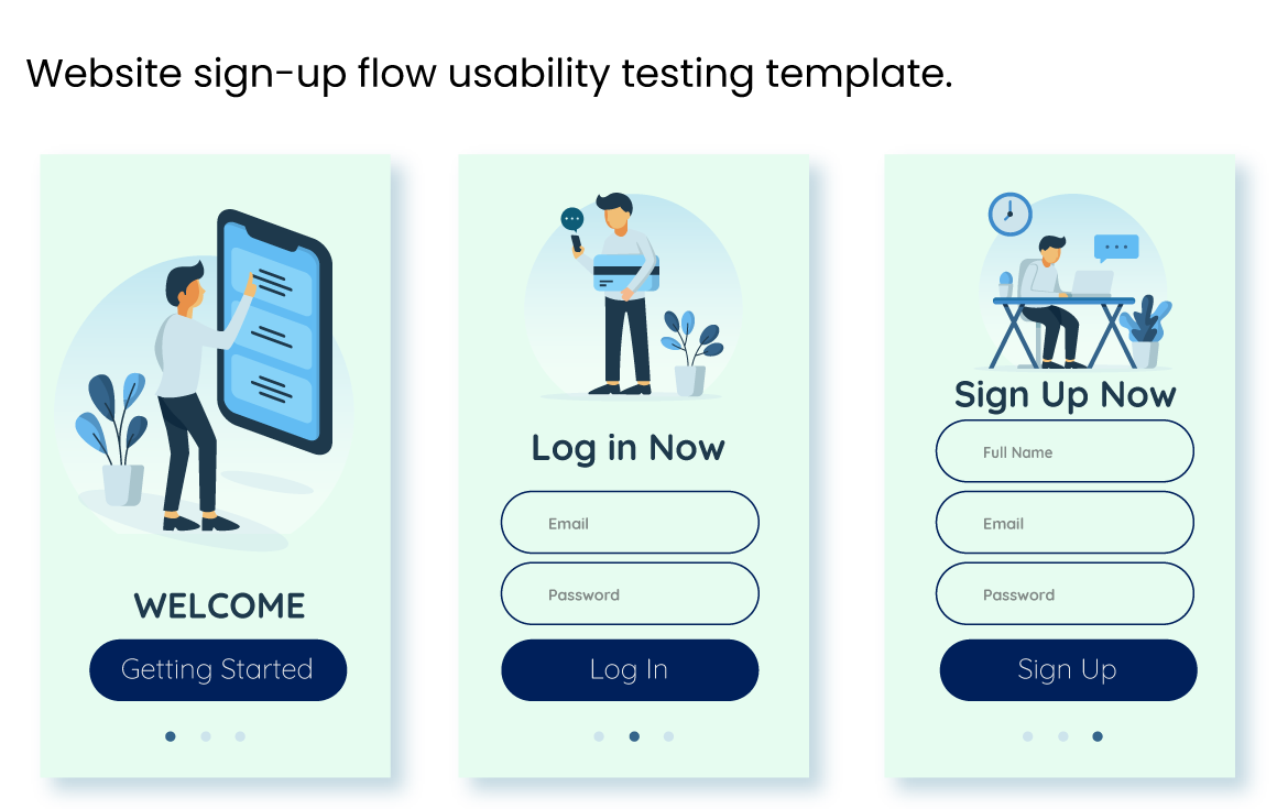 Website sign-up flow usability testing template