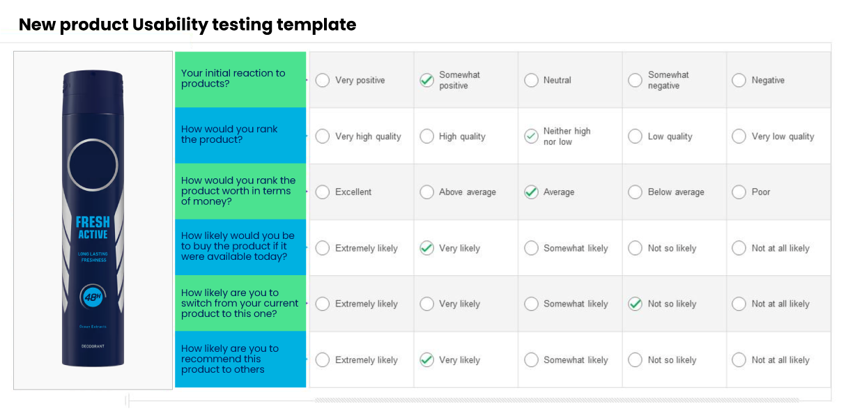 New product Usability testing template